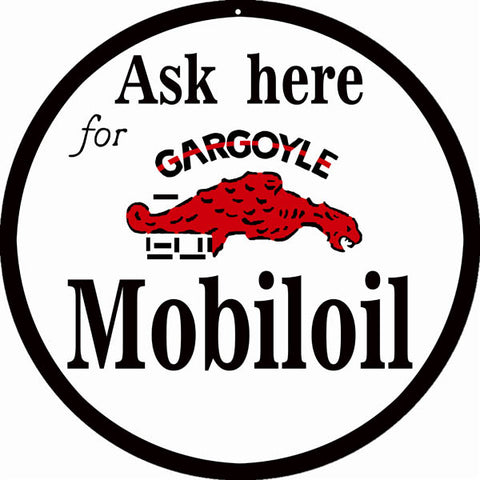 Gargoyle Motor Oil Sign 14 Round