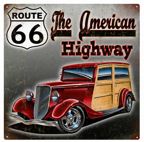 Vintage Route 66 American Highway Sign 12x12