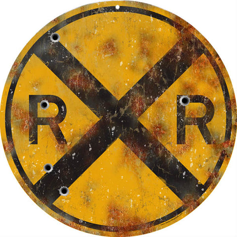 Vintage Railroad Crossing Sign 14 Round