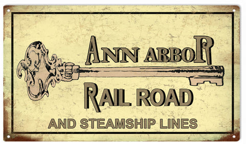 Vintage Ann Arbor Railroad Sign 8x14