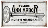 Vintage Toledo Ann Arbor Railway Sign 8x14