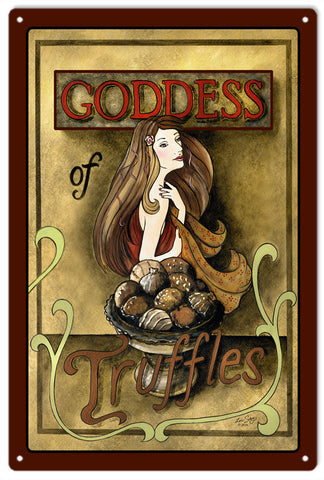 Vintage Goddess Truffle Metal Sign
