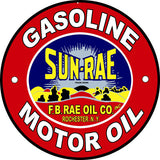 Sun Rae Gasoline Sign 18 Round