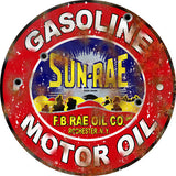 Vintage Sun Rae Gasoline Sign 18 Round