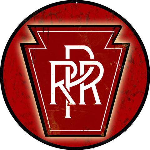 Slight Vintage PRR Railroad Sign 14 Round