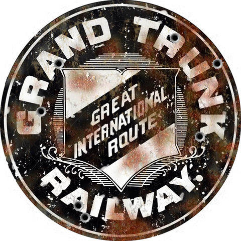 Vintage Grand Trunk Railway Sign 14 Round