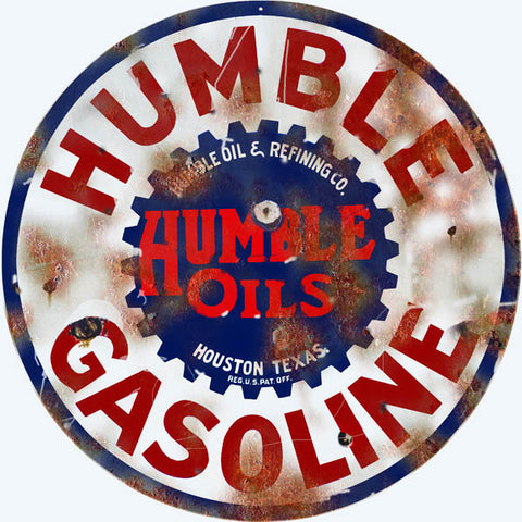 Vintage Humble Gasoline Sign 18 Round