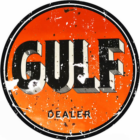 Vintage Gulf Gasoline Sign 14 Round