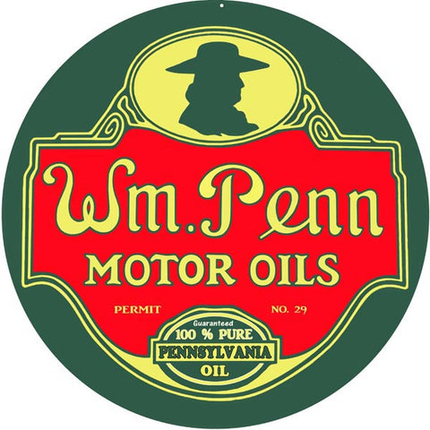WM Penn Motor Oil Sign 18 Round