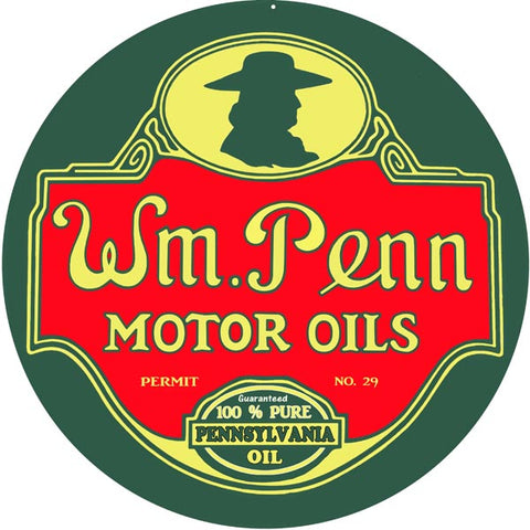 WM Penn Motor Oil Sign 14 Round