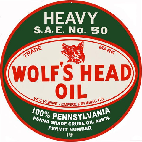 Wolfs Head Oil Sign 18 Round