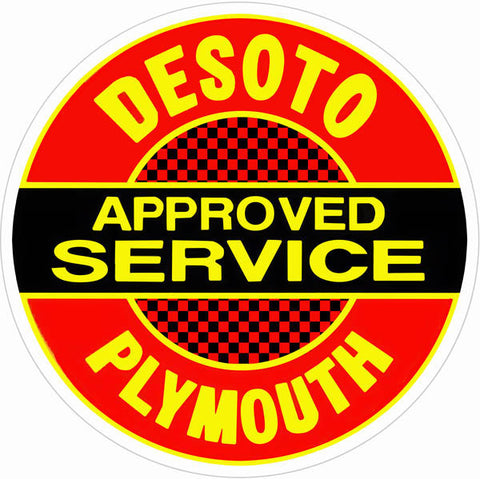 Desoto Plymouth Service Sign 18 Round