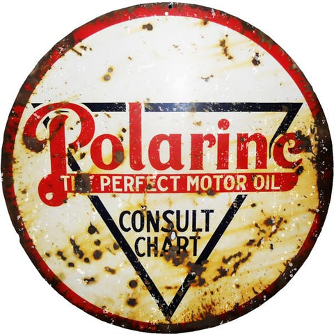 Vintage Polarine Motor Oil Sign 18 Round