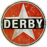 Vintage Derby Gasoline Sign 18 Round