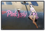 Timeless Nose Art Pink Lady Metal Sign