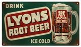 Vintage Lyons Root Beer Sign 8x14