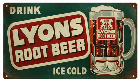 Vintage Lyons Root Beer Sign 8x14