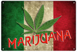Vintage Marijuana Leaf Metal Sign