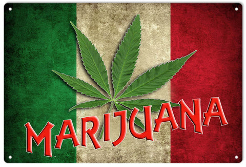 Vintage Marijuana Leaf Metal Sign