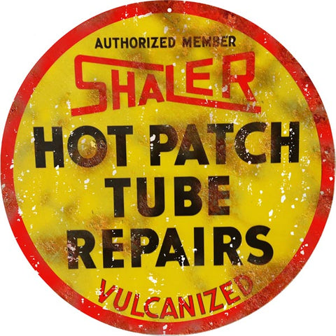 Vintage Shaler Tube Repair Sign 14 Round