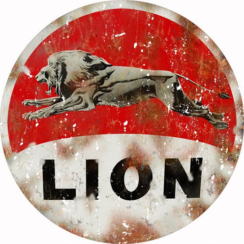 Vintage Lion Motor Oil Sign 18 Round