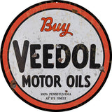 Vintage Veedol Motor Oil Sign 14 Round