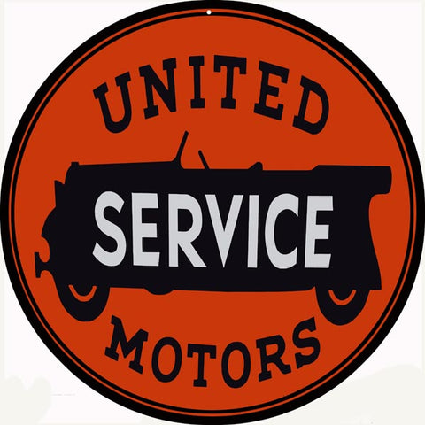 United Service Motors Garage Sign 14 Round