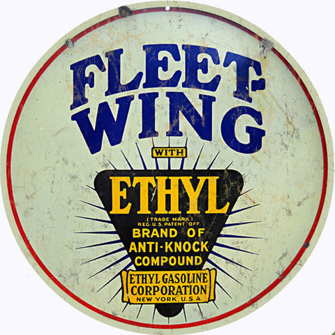 Vintage Fleet Wing Gasoline Sign 14Round