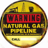 Vintage Warning Natural Gas Pipeline Metal Sign