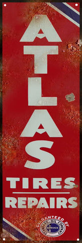 Vintage Atlas Tire Repair Sign 6x18