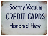 Vintage Socony Vacuum Credit Card Sign 9x12