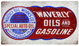 Vintage Waverly oil and Gasoline Sign 8x14