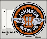 Johnson Motor Oil Flange Metal Sign