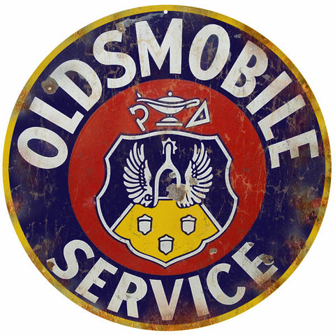Vintage Oldsmobile Sevice Sign 14 Round