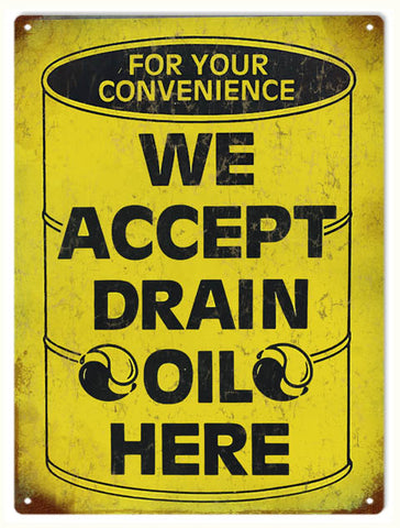 Vintage Drain Oil Sign 9x12