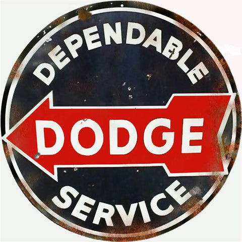 Vintage Dodge Service Sign 14 Round