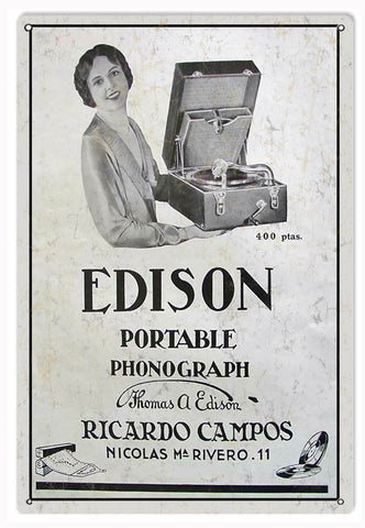 Vintage Edison Portable Phonograph Sign
