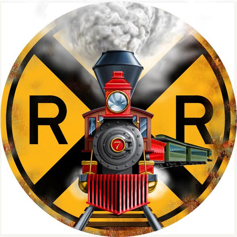 Vintage 440 Railroad Crossing Metal Sign