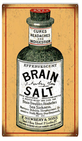 Vintage Brain Salt Sign 8x14