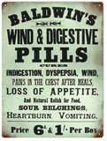 Vintage Baldwins Wind And Digestive Pills Sign 9x12