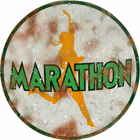 Vintage Marathon Motor Oil Sign 14 Round