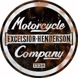 Vintage Excelsior Henderson Motorcycle Sign 14 Round