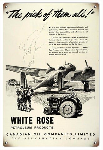 Vintage White Rose Oil Sign