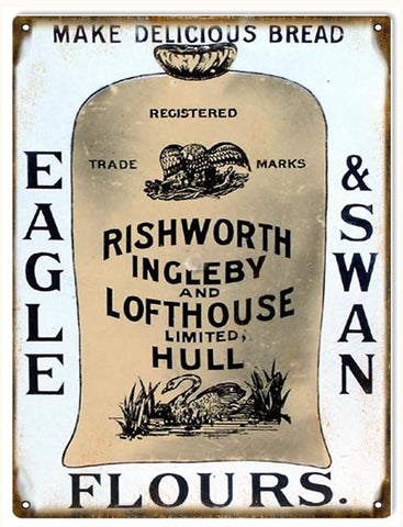 Vintage Eagle And Swan Flour Sign 9x12