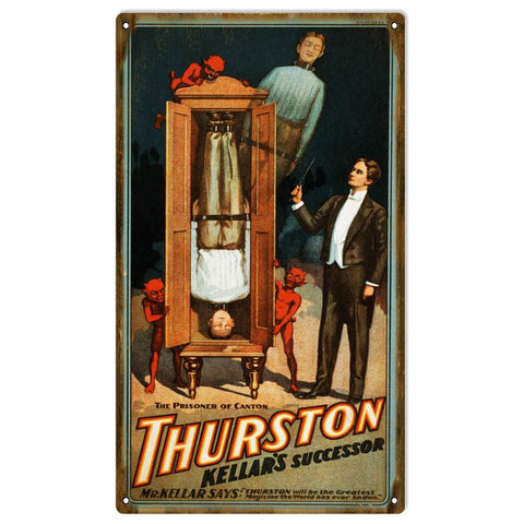 Vintage Thurston Kellars Magician Sign 8x14