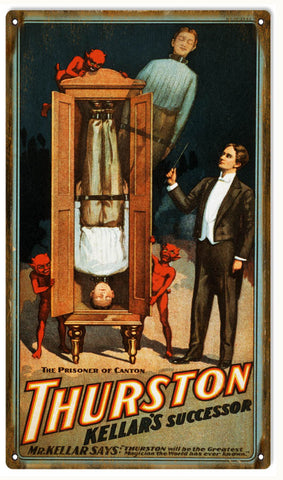 Vintage Thurston Kellars Magician Sign 8x14