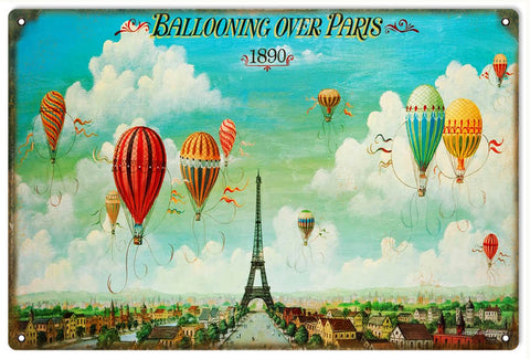 Vintage Ballooning Over Paris Sign