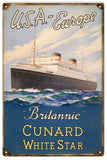 Vintage Britannic Cruise Ship Metal Sign