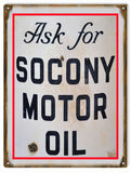 Vintage Socony Motor Oil Sign 9x12