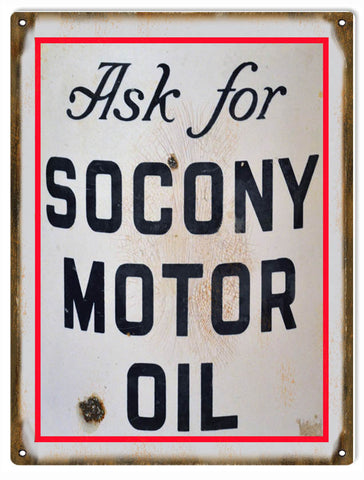 Vintage Socony Motor Oil Sign 9x12